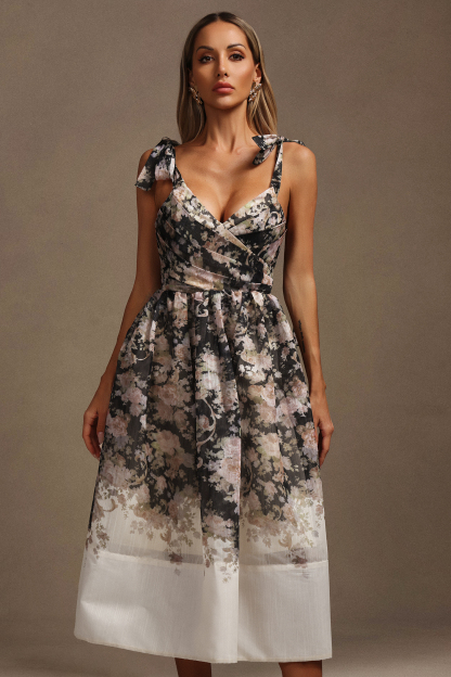 Sareza Halter Floral Printed Midi Dress