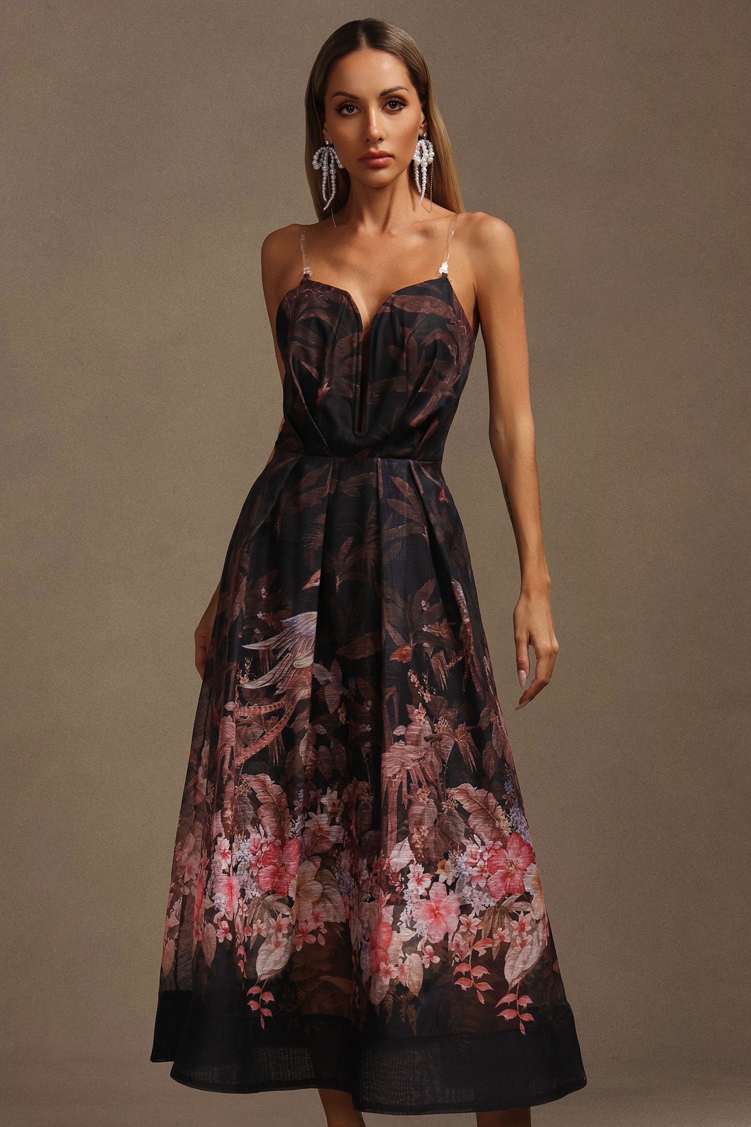 Mailik Sleeveless Floral Printed Midi Dress
