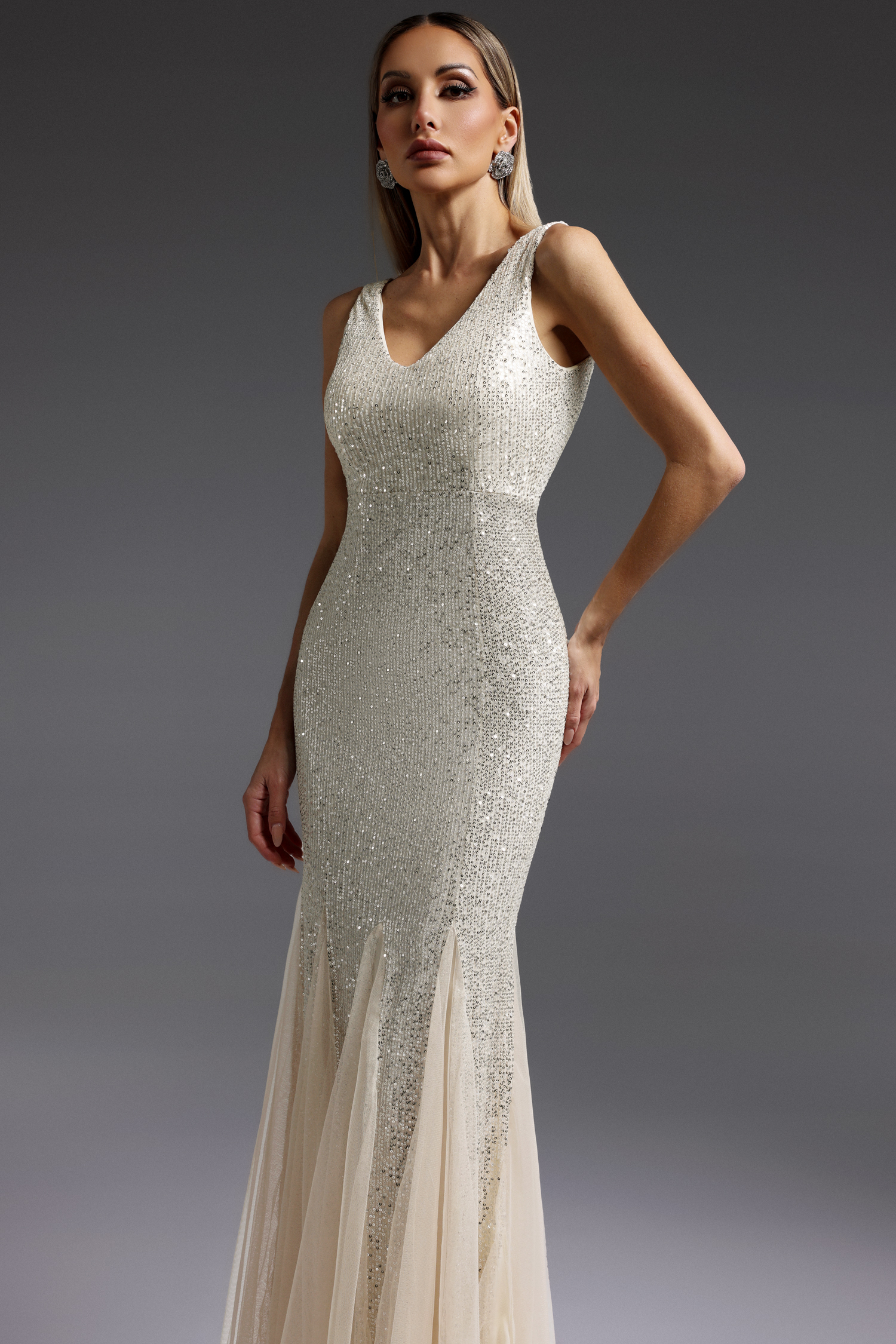 Lola Sleeveless V-Neck Sequin Maxi Dress