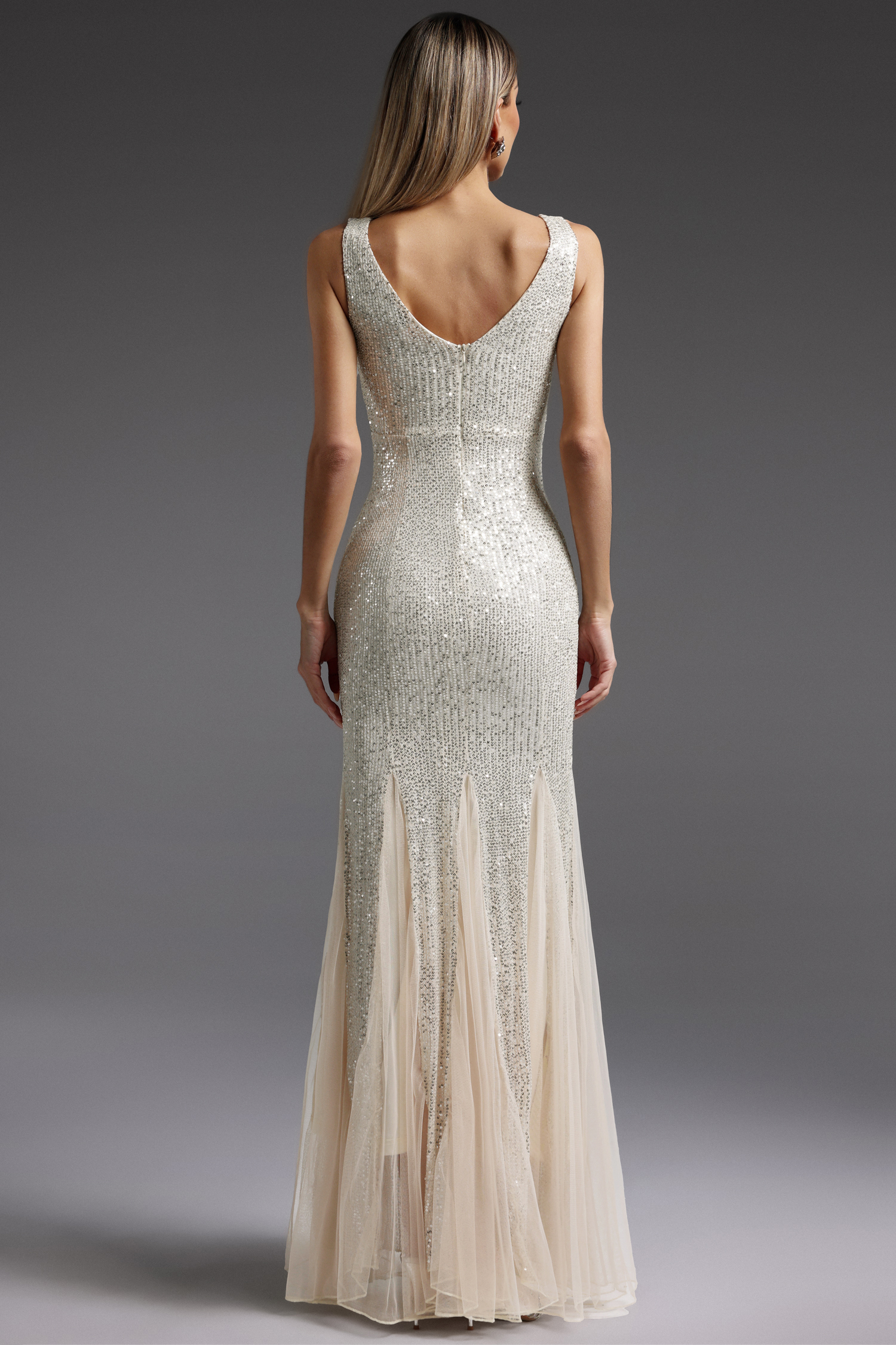 Lola Sleeveless V-Neck Sequin Maxi Dress