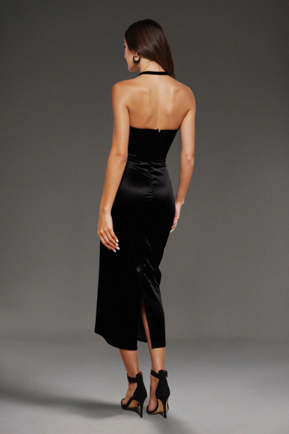 Gerela Satin Haler Midi Dress