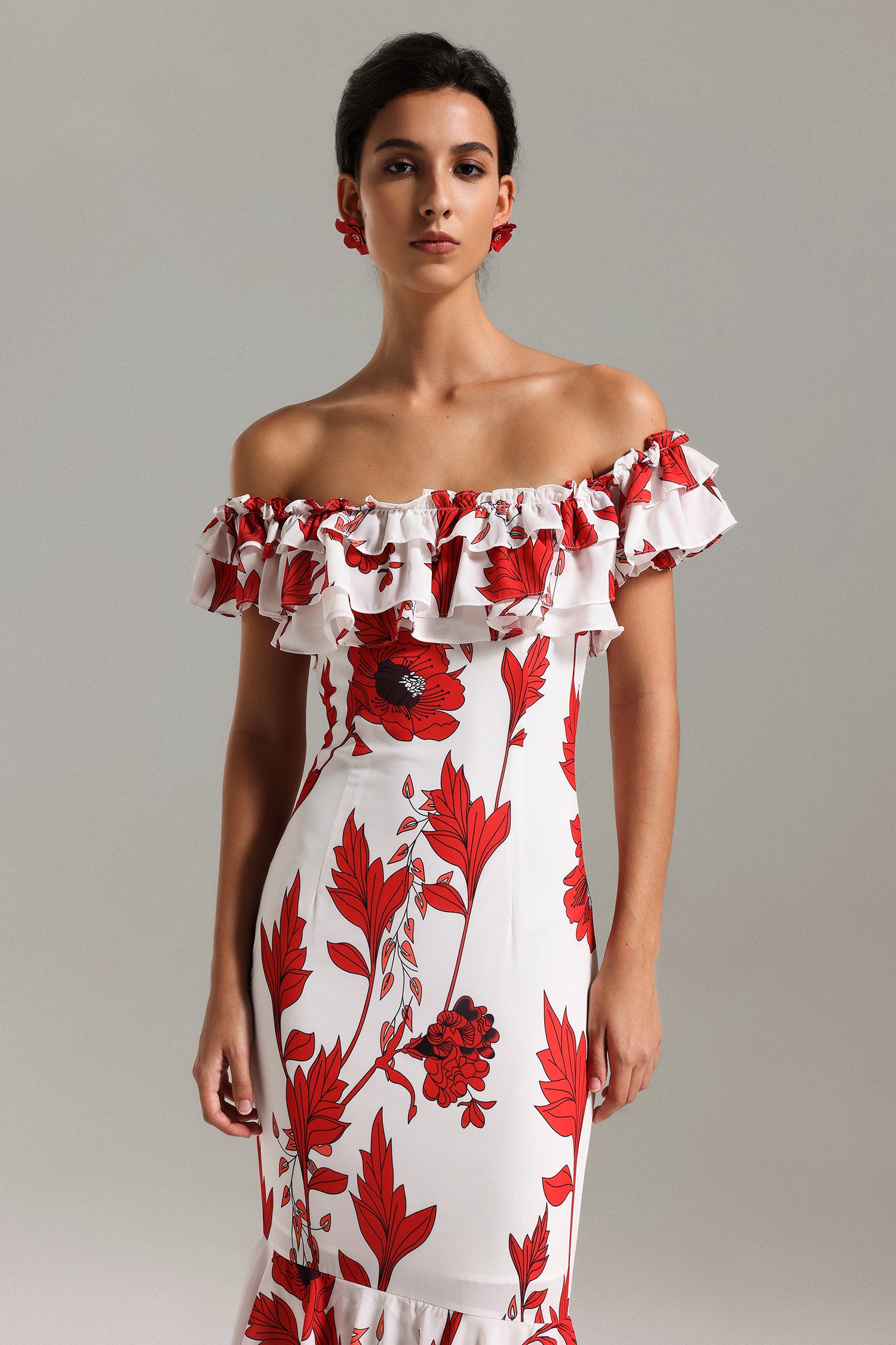 Ali Off Shouder Printed Maxi Dress