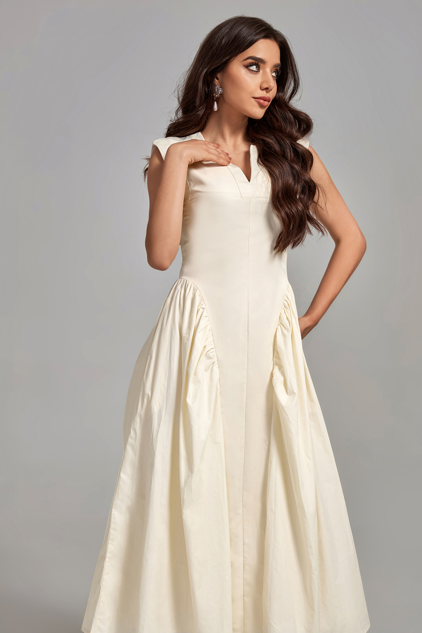 Cathy Sleeveless Tight Waist Long Dress