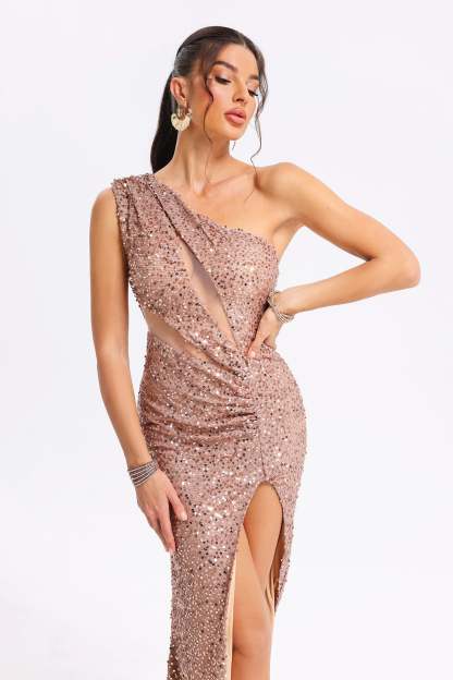 Constance Sequins Side Slit Maxi Dress