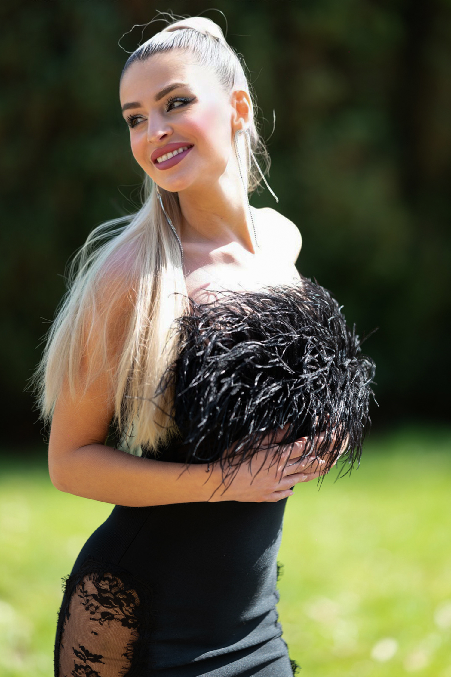 Aanisah Feather Midi Bandage Dress