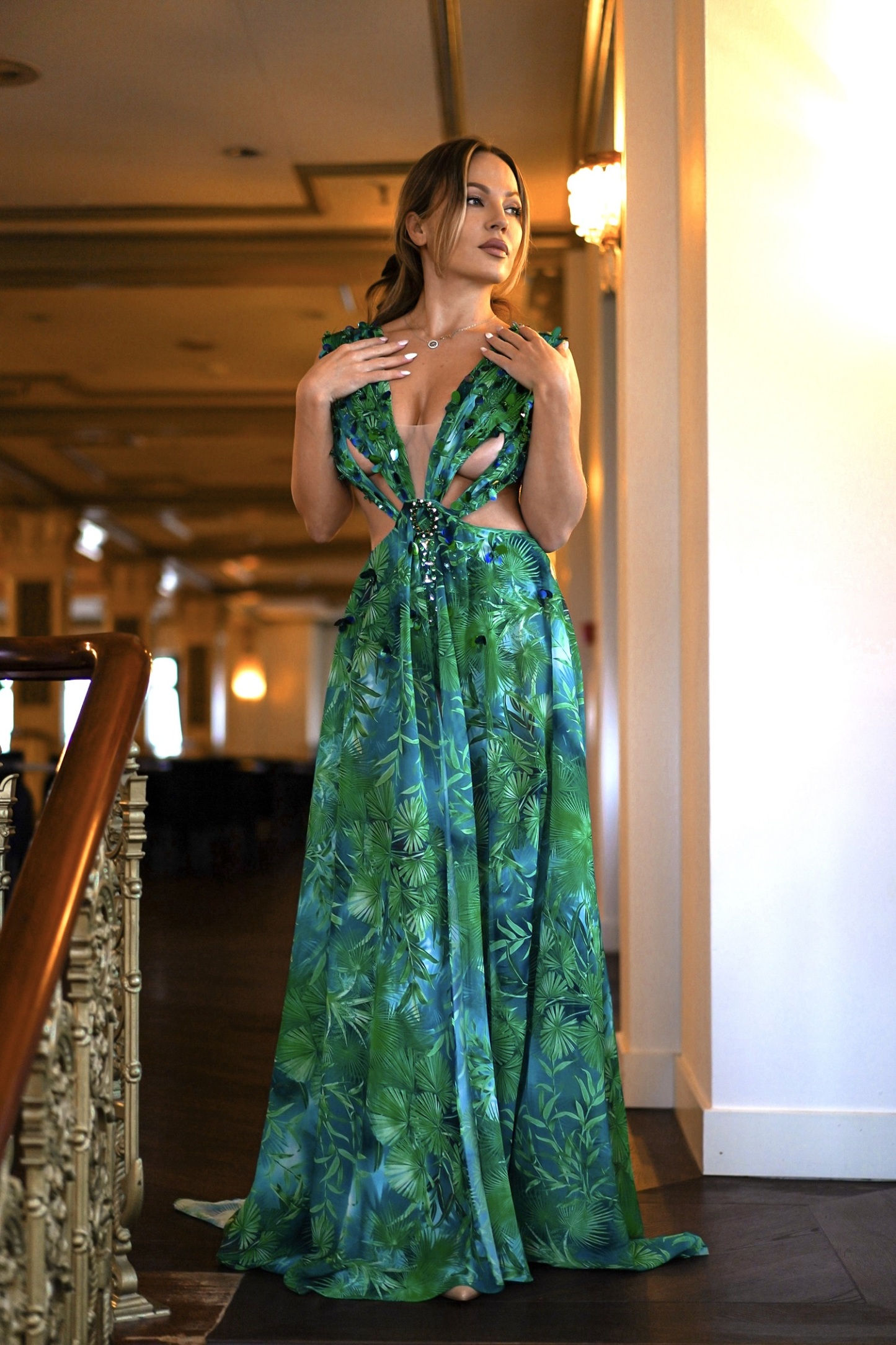 Yoland Printed Embellished Maxi Dress