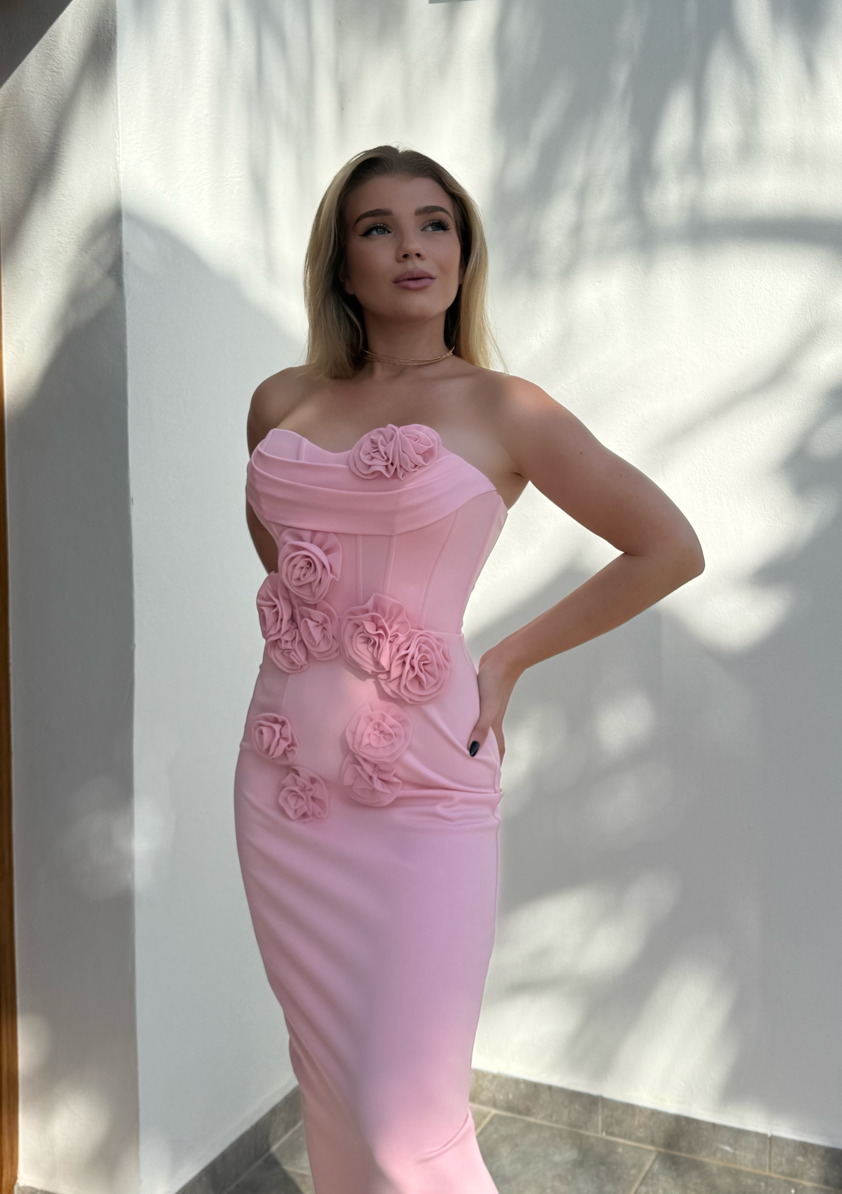 Irosa Flower Fishbone Maxi Dress