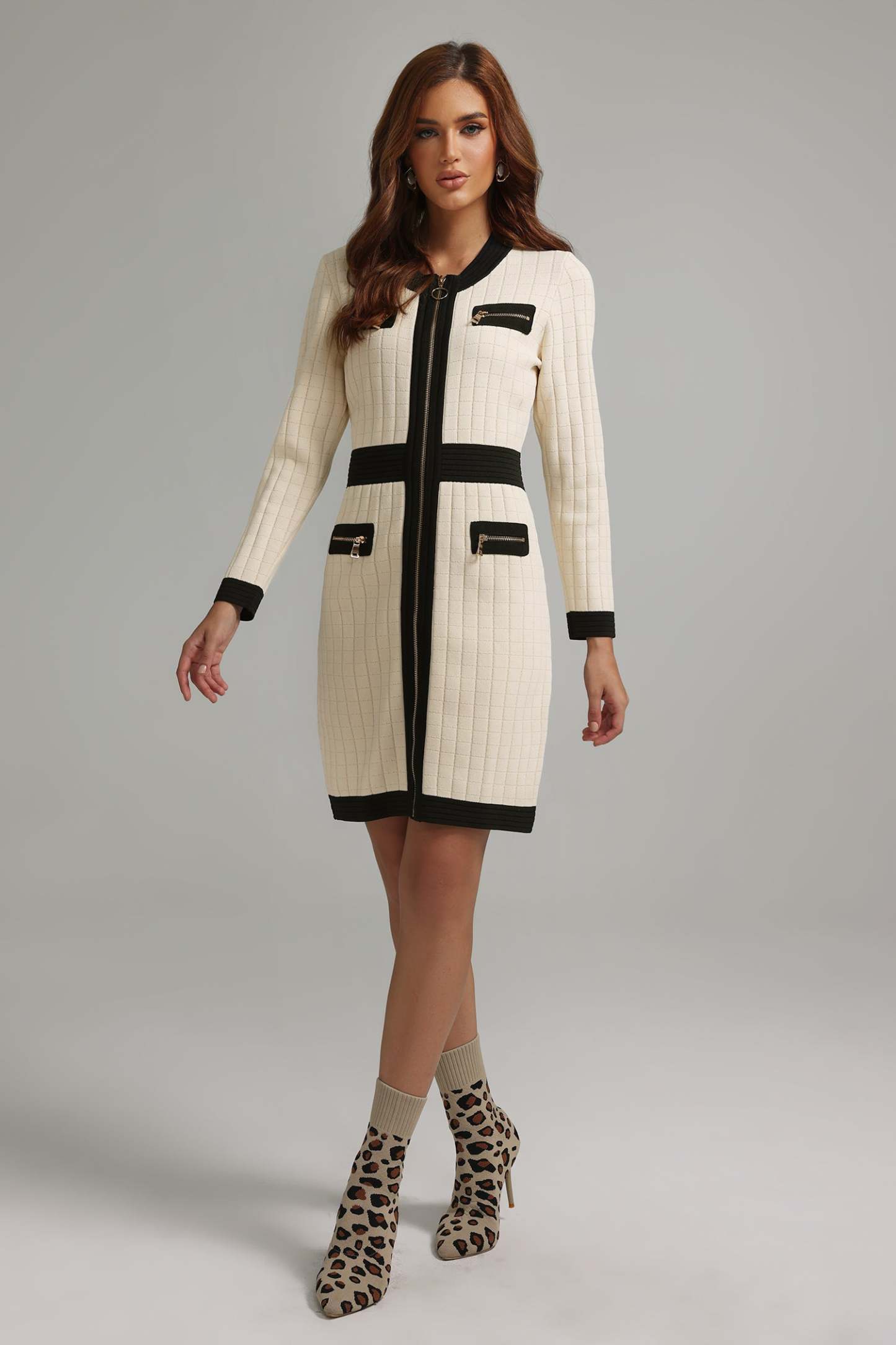 Diann Zipper Knitted Midi Dress