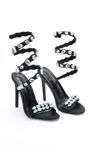 Eka Diamond Ankle Strap Stiletto Sandles