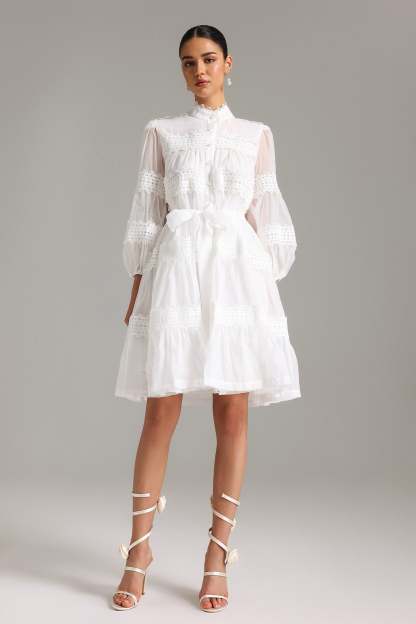 Elaia High Neck Lace Mini Dress