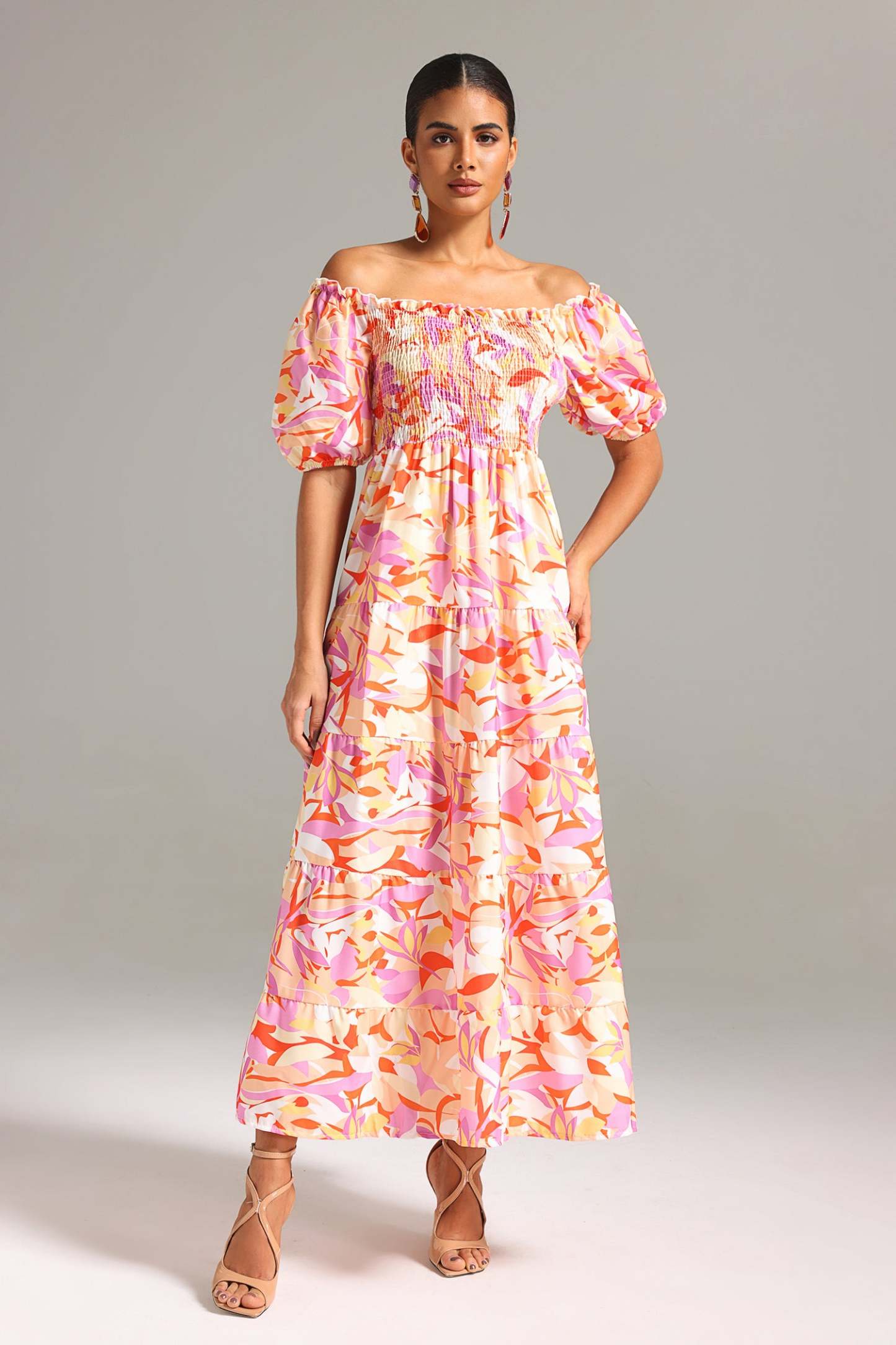 Encho Off Shoulder Printed Maxi Dress