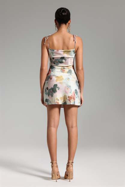 Gianna Printed Satin Mini Dress