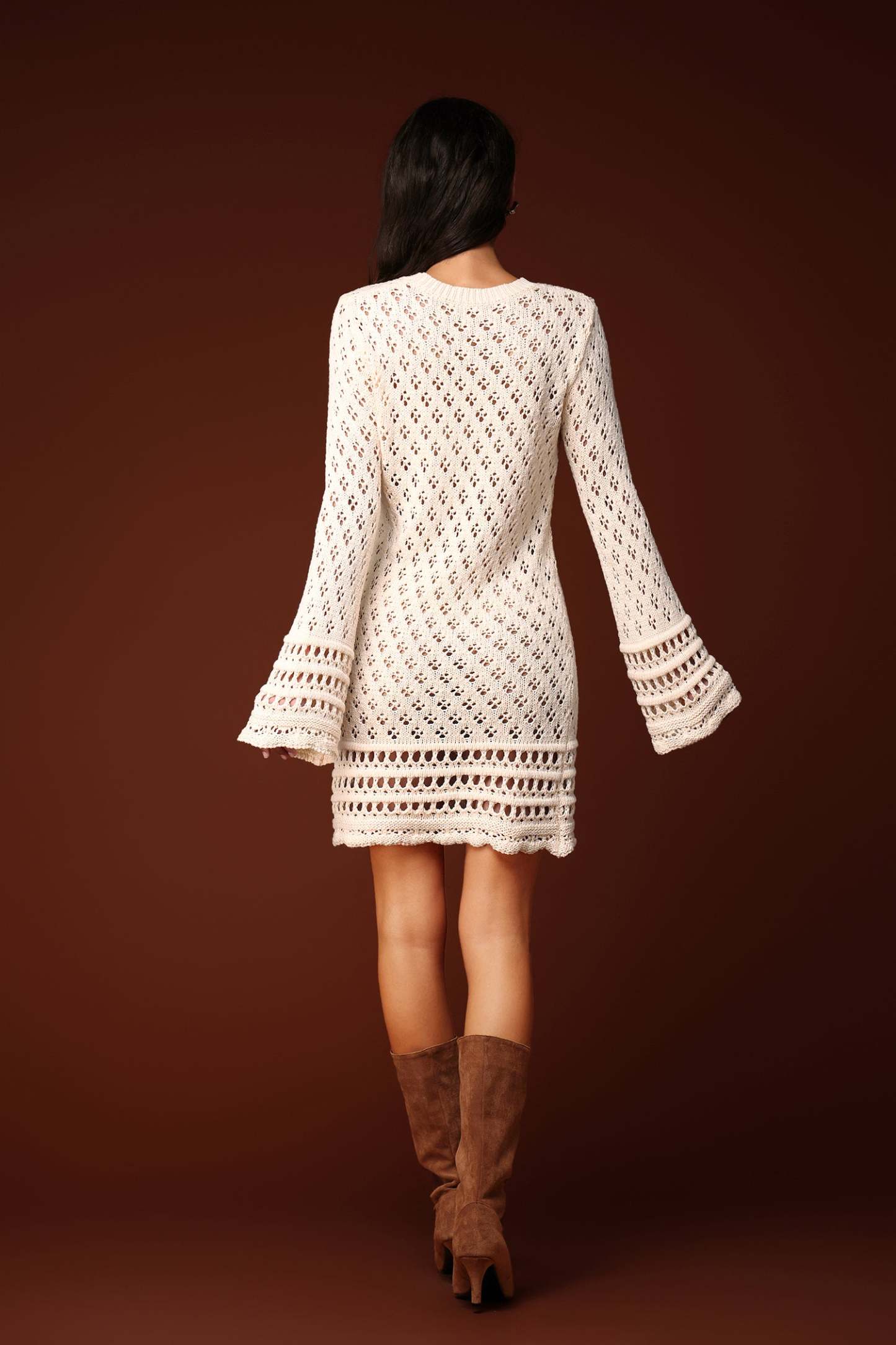 Haylee Hollow Long Sleeves Mini Dress