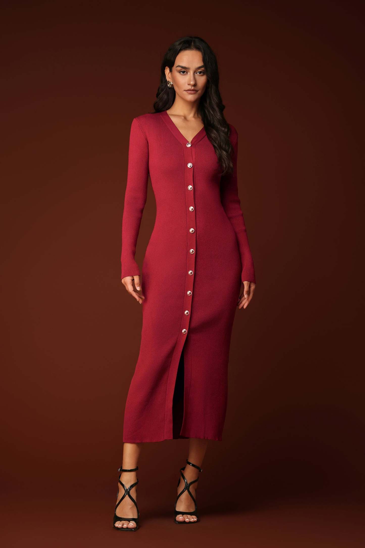 Ikara V-neck Knitted Maxi Dress