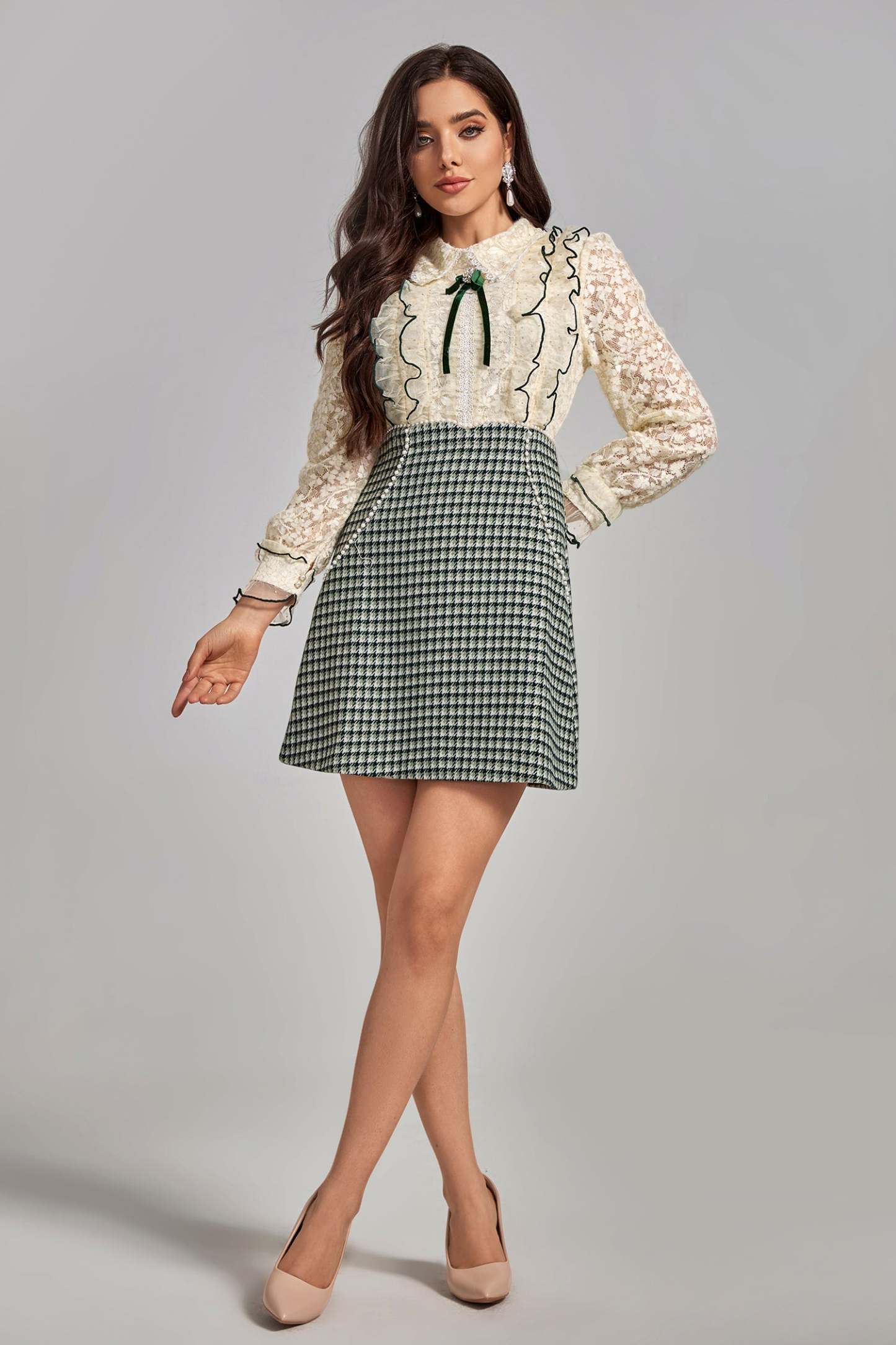 Janet Lace Patchwork Mini Dress