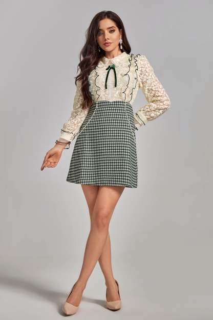 Janet Lace Patchwork Mini Dress