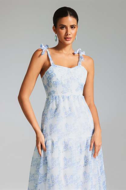 Kapol Flower Print Mesh Maxi Dress