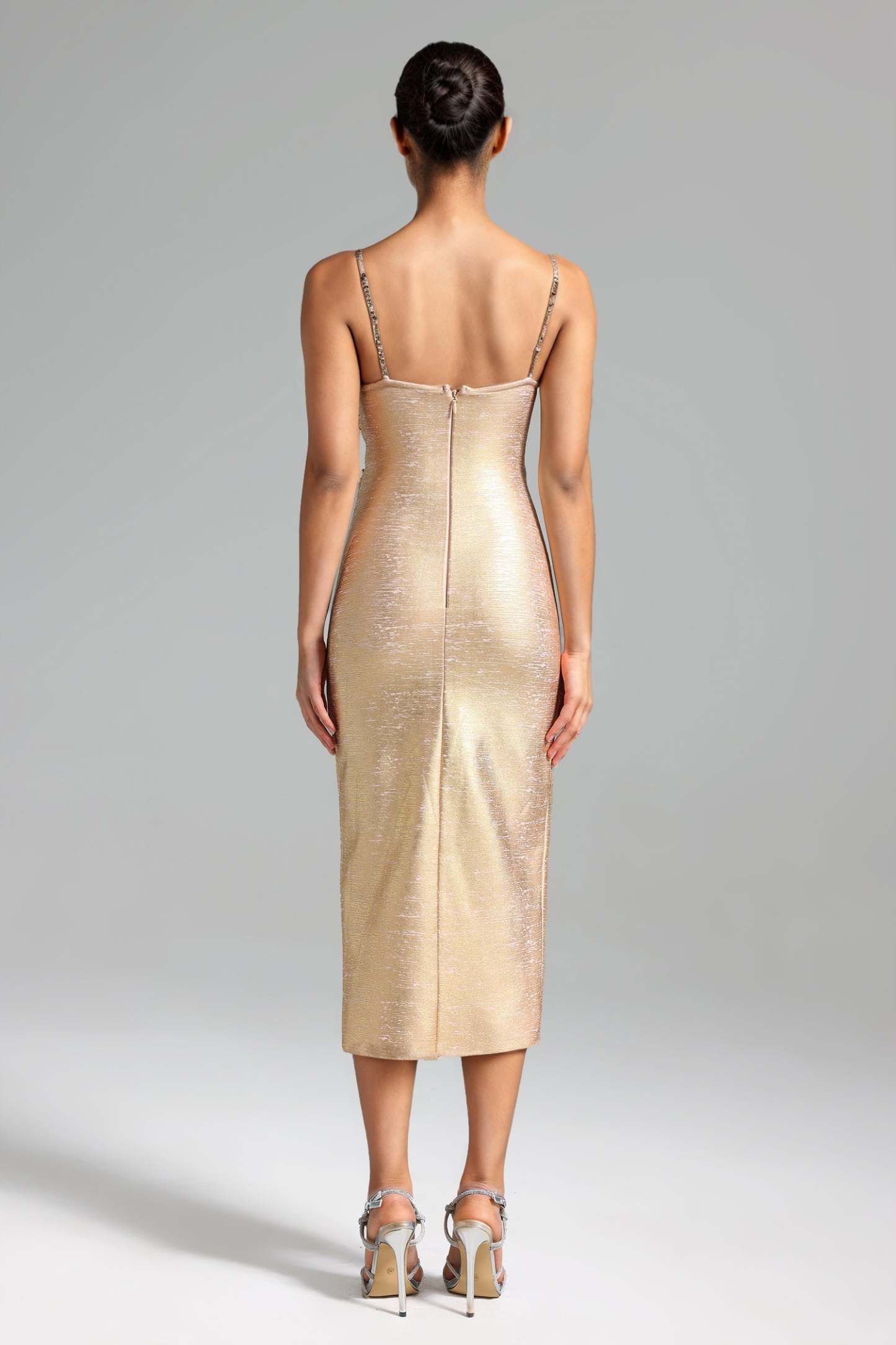 Kassy Pearls Cut Out Slit Dress