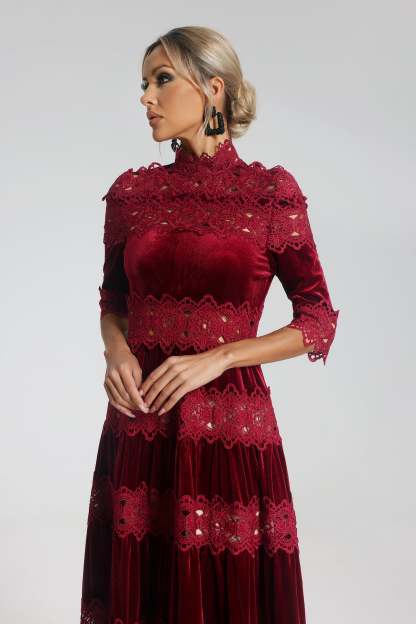 Katharine Velvet Lace Maxi Dress