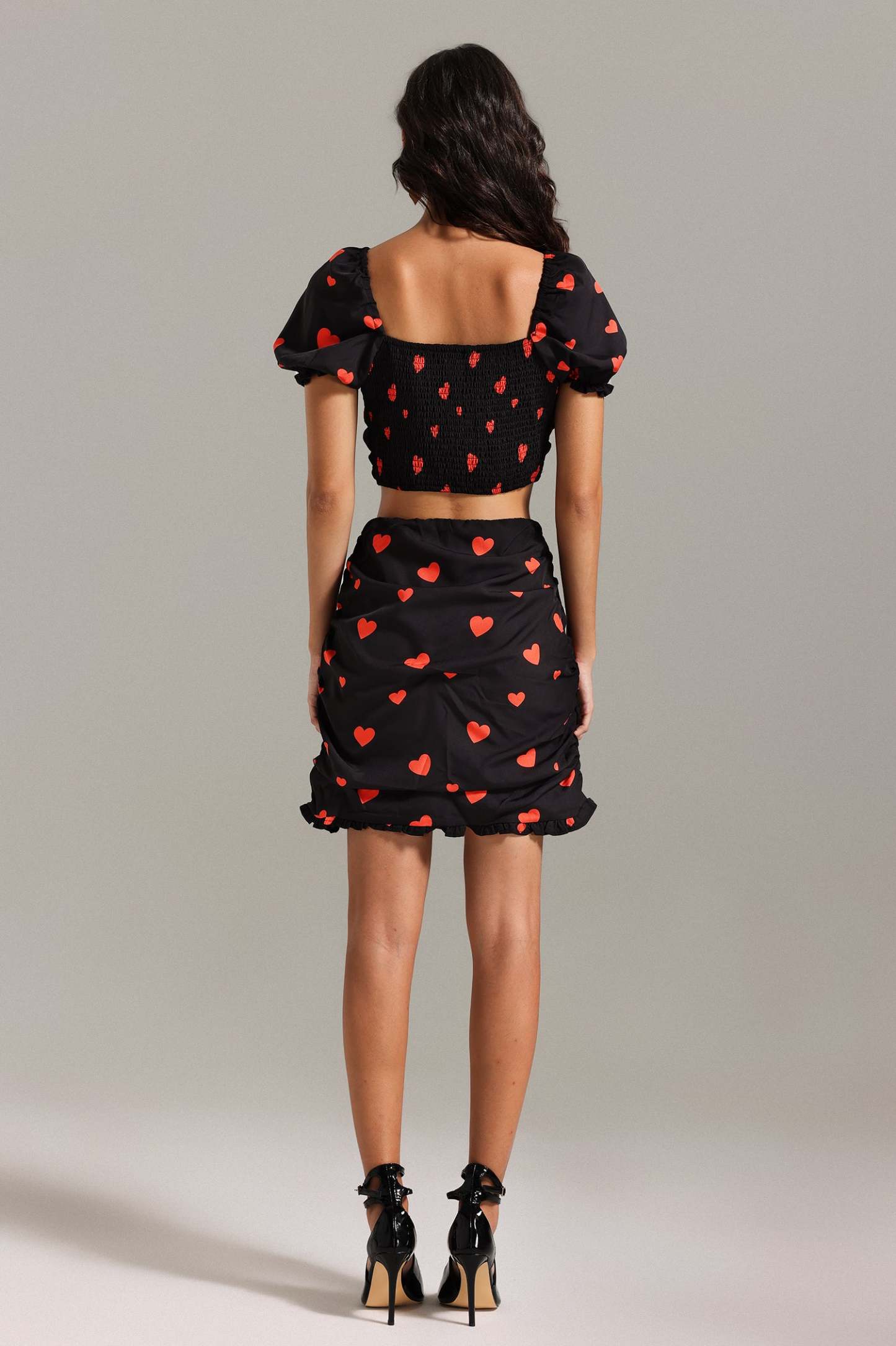 Kerenza Printed Hearts Ruched Set