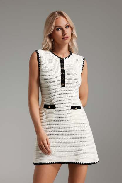 Ksenia Gold Button Mini Dress
