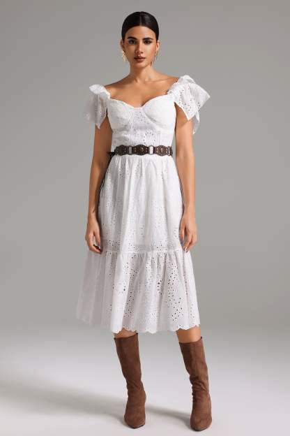 Lesley Embroidery Lace Midi Dress