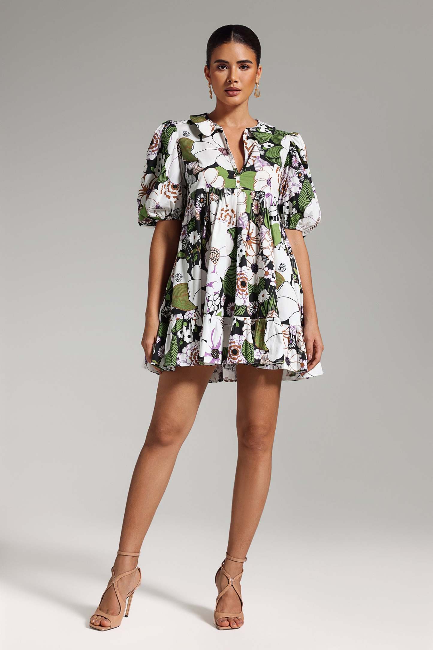 Liama Puff Sleeves Floral Mini Dress