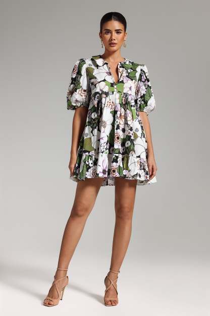 Liama Puff Sleeves Floral Mini Dress