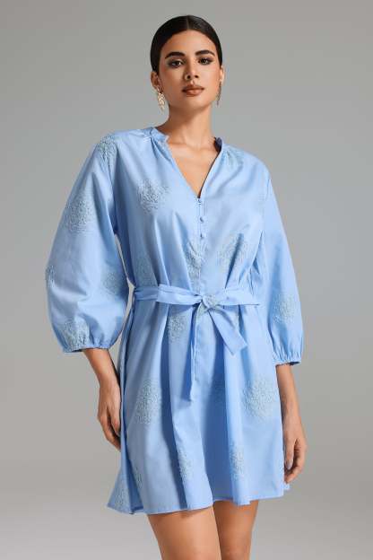 Lionce Embroidered Belted Dress