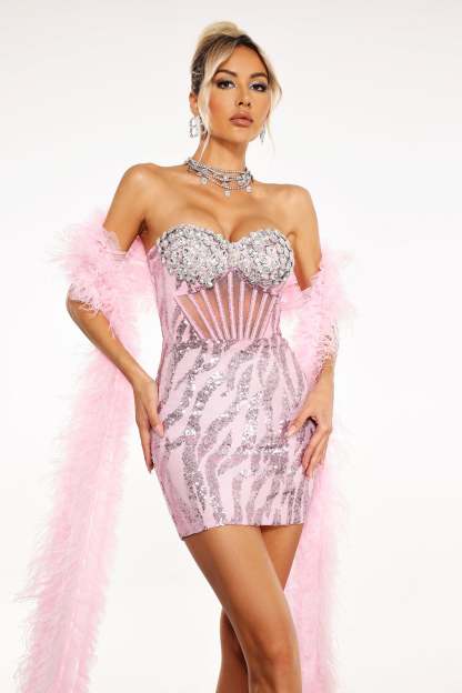 Louise Diamante Strapless Mini Dress