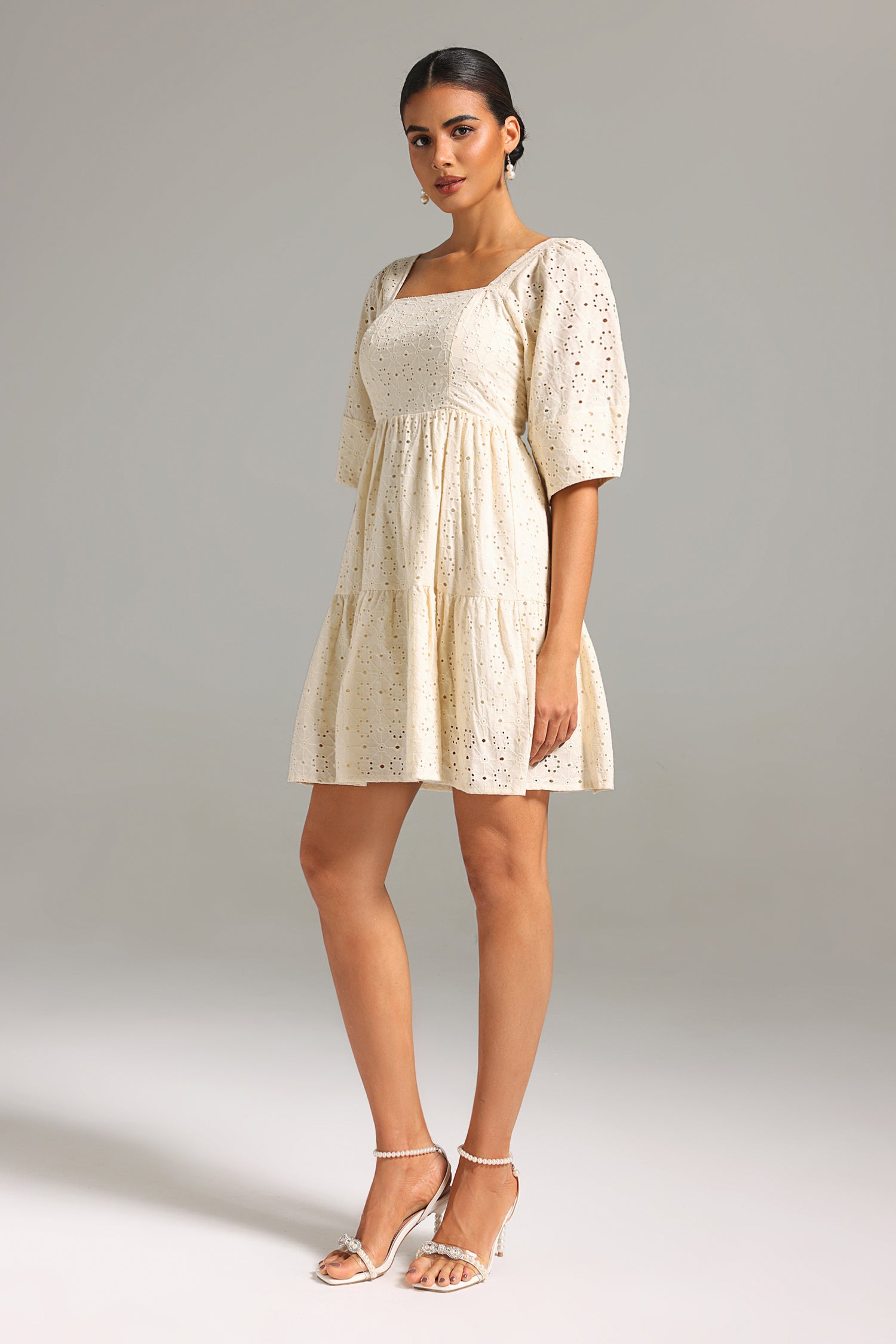 Maci Square-cut Collar Lace Mini Dress