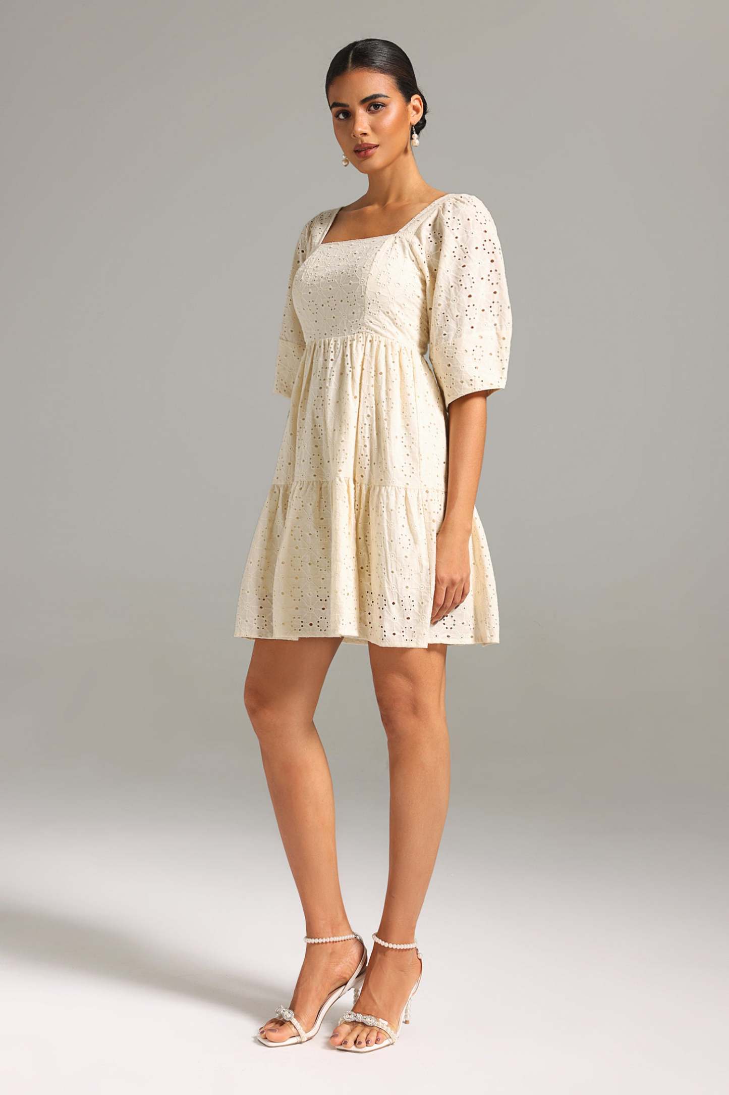Maci Square-cut Collar Lace Mini Dress