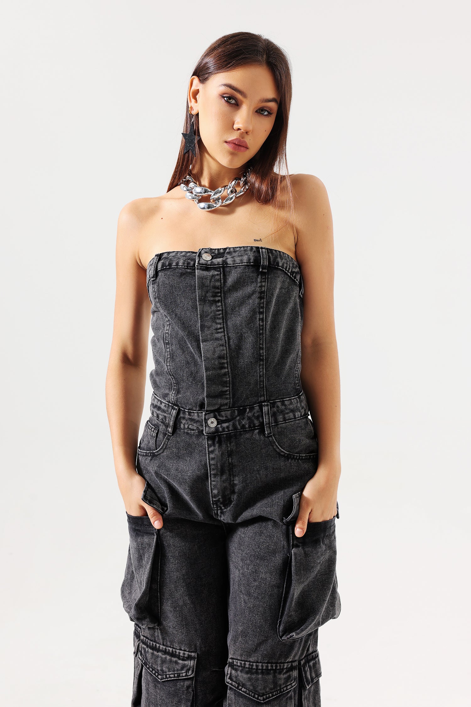 Minon Tube Denim Jumpsuit