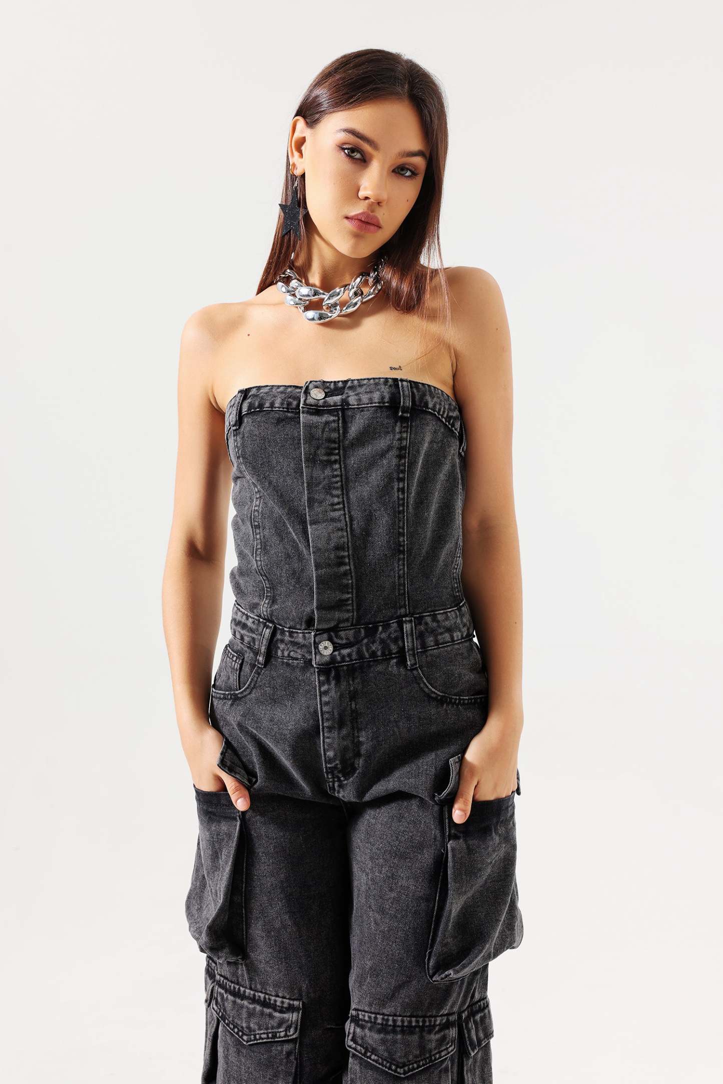Minon Tube Denim Jumpsuit