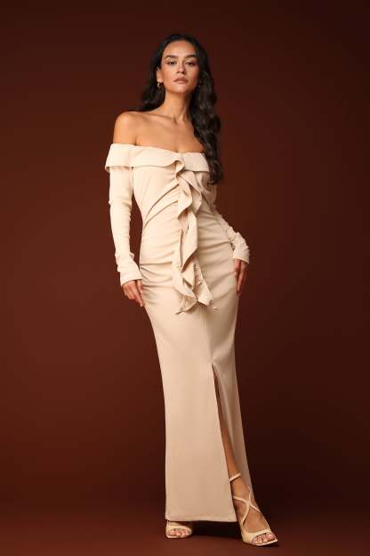 Momo Off Shoulder Long Sleeves Maxi Dress