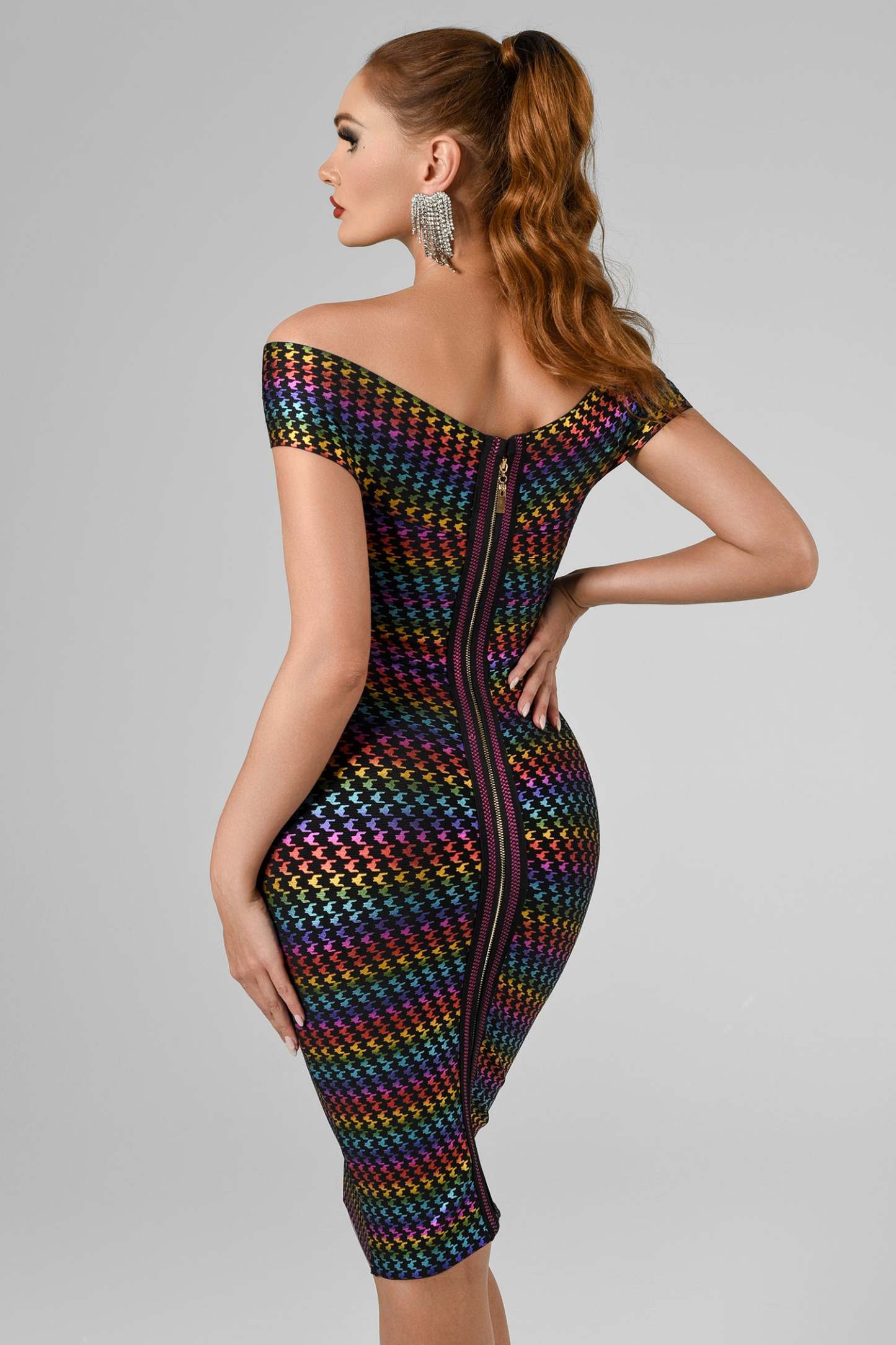 Mota Off Shoulder Midi Bandage Dress - Bellabarnett