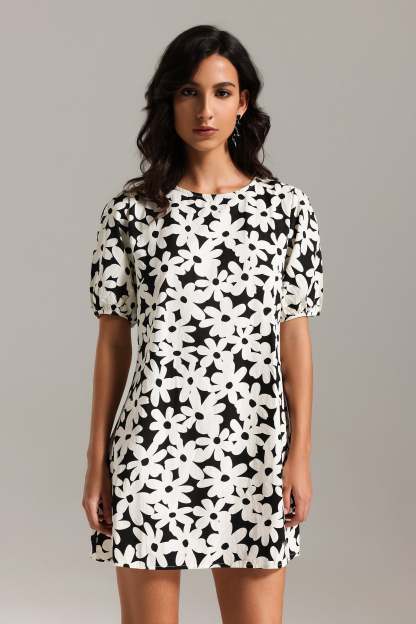 Nanon Flowers Printed Mini Dress