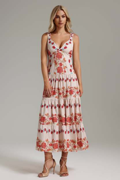 Niavia V-Neck Printed Dress