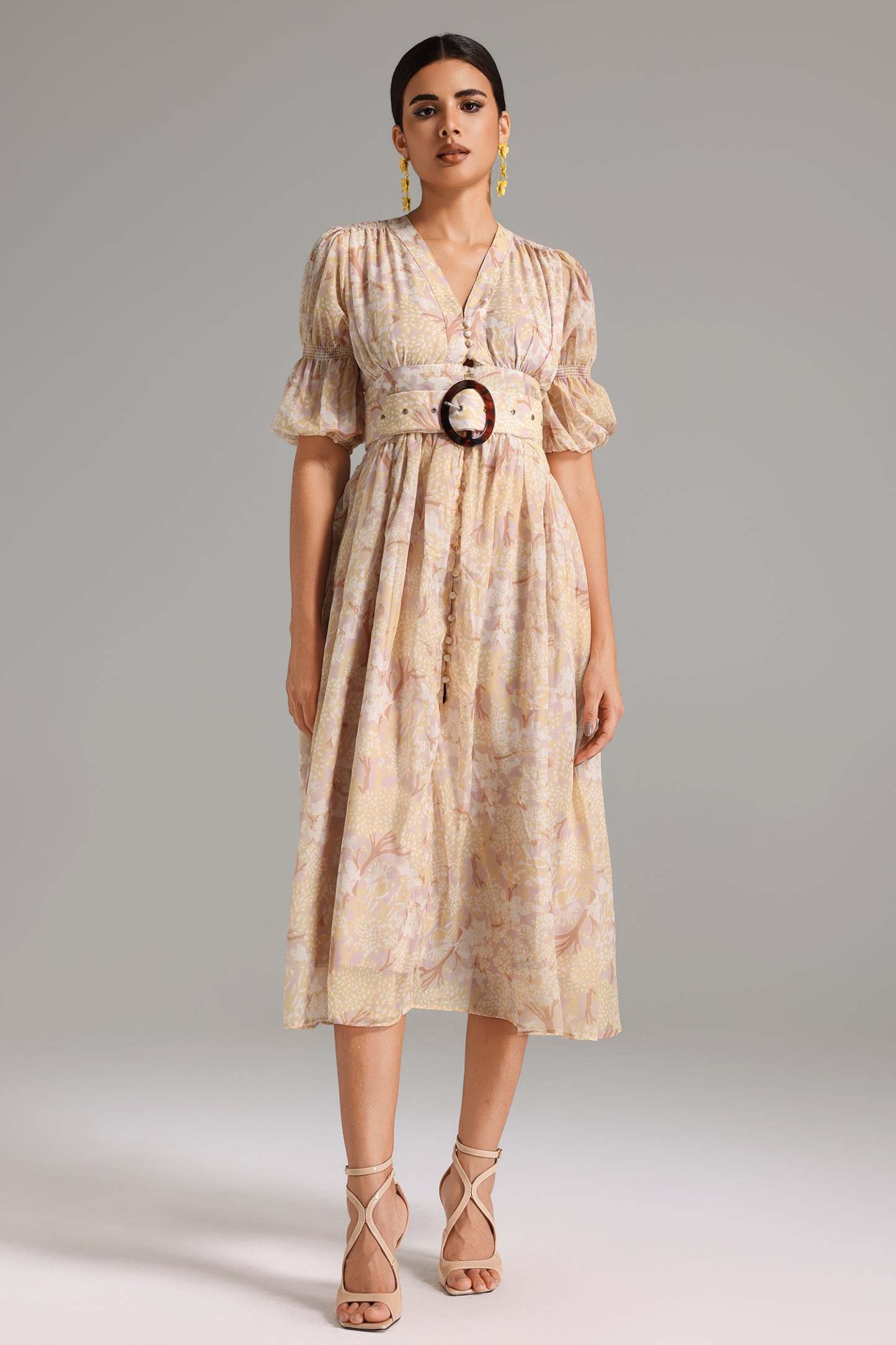 Roche Printed Button Placket Dress