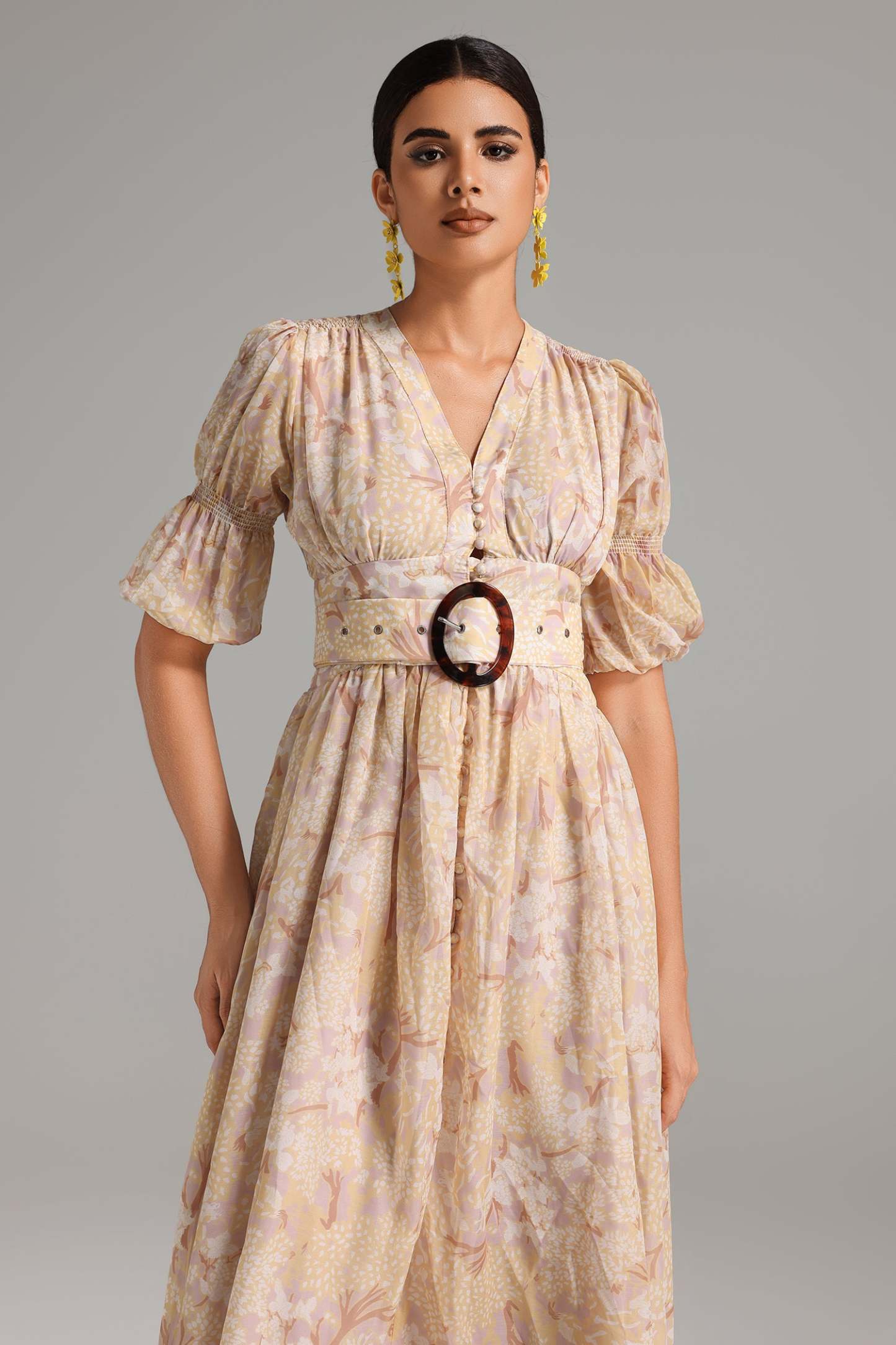 Roche Printed Button Placket Dress