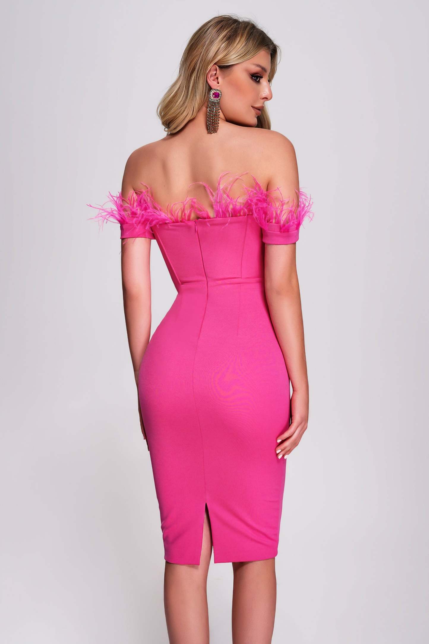 Saffie Off Shoulder Midi Bandage Dress