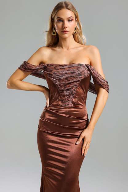 Sareka Leopard Print Satin Dress