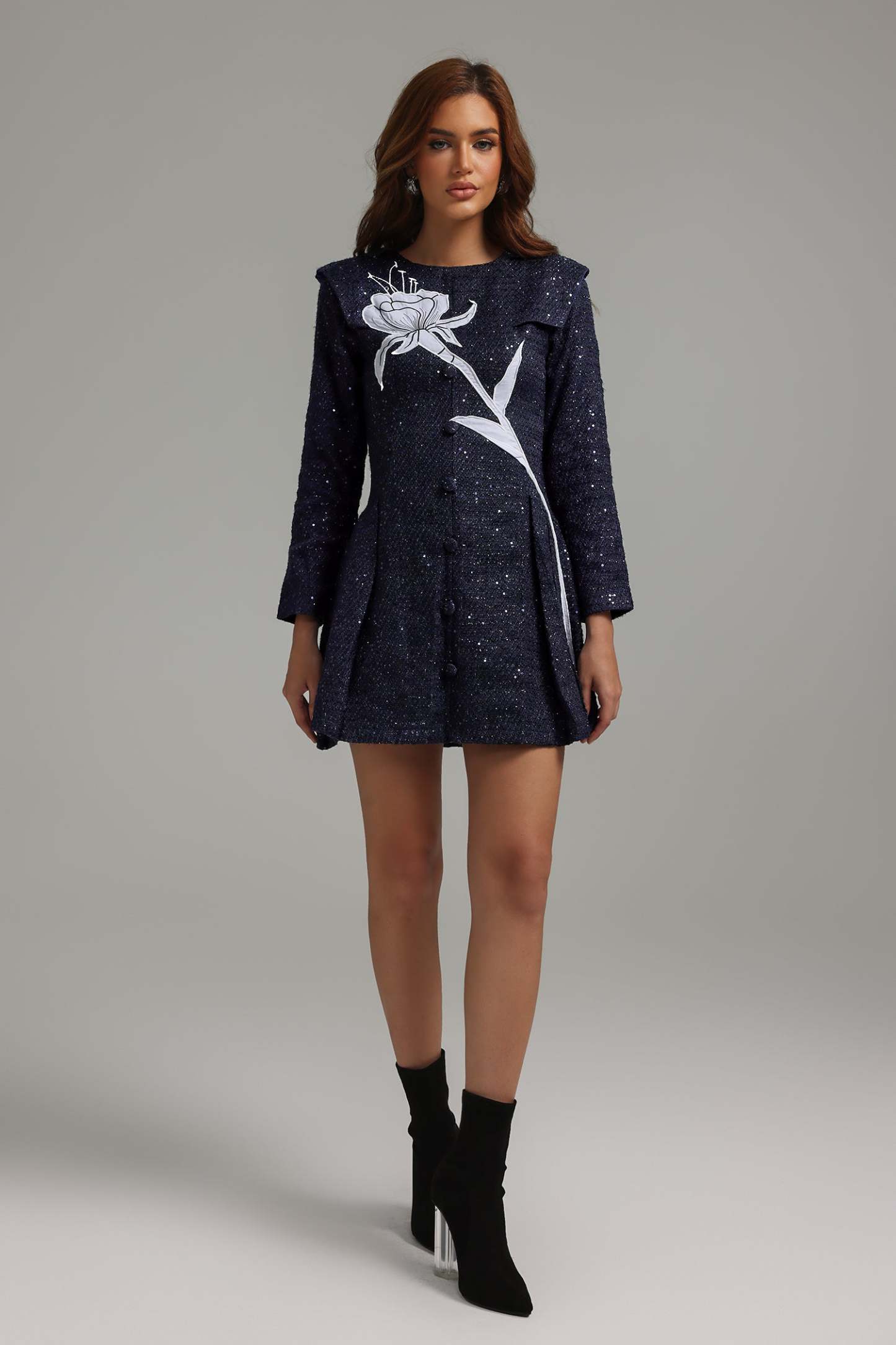 Saturn Flower Sequined Mini Dress