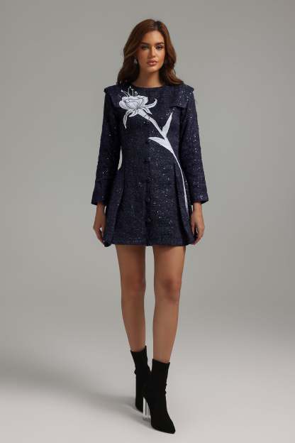 Saturn Flower Sequined Mini Dress