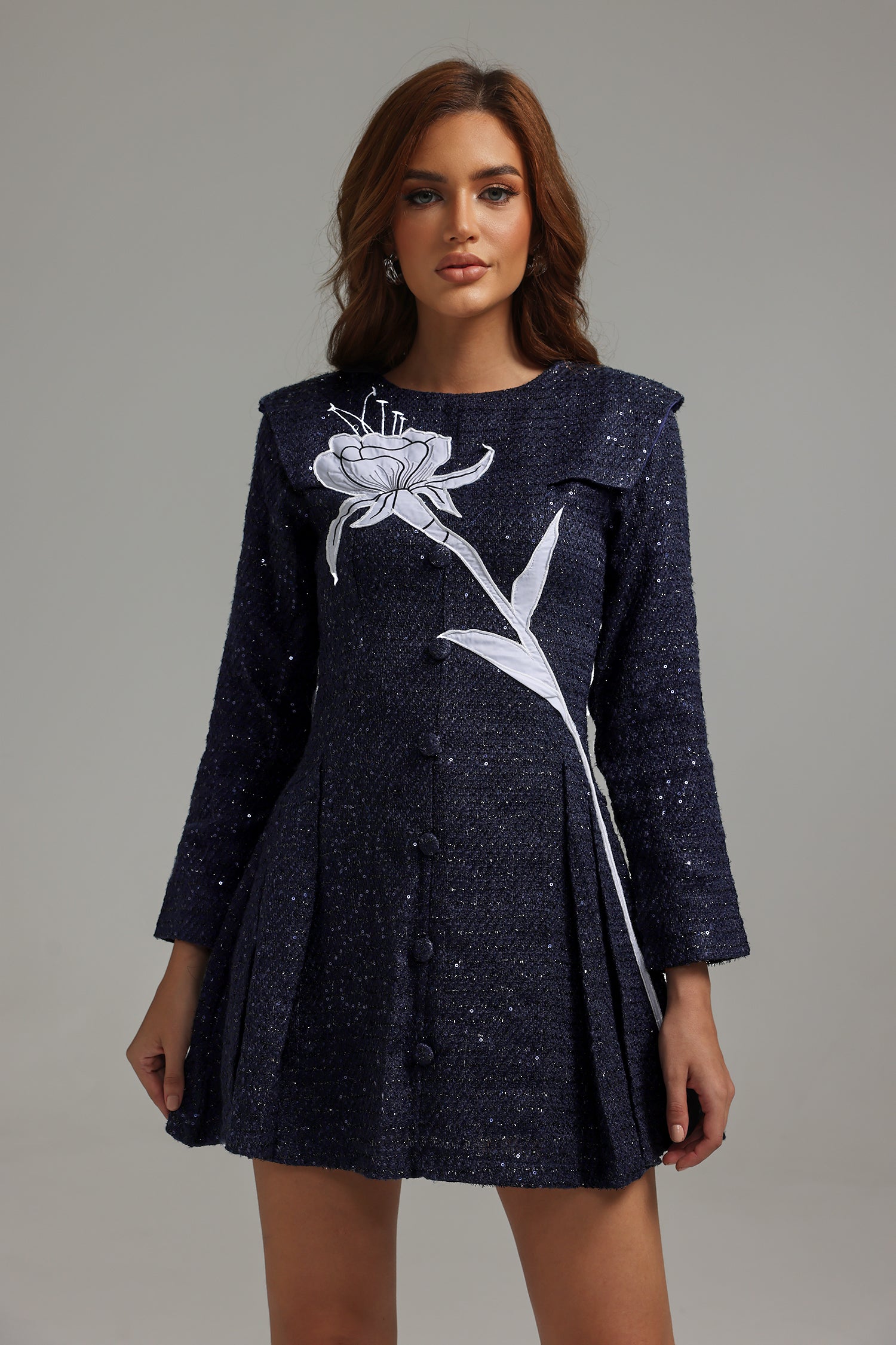 Saturn Flower Sequined Mini Dress