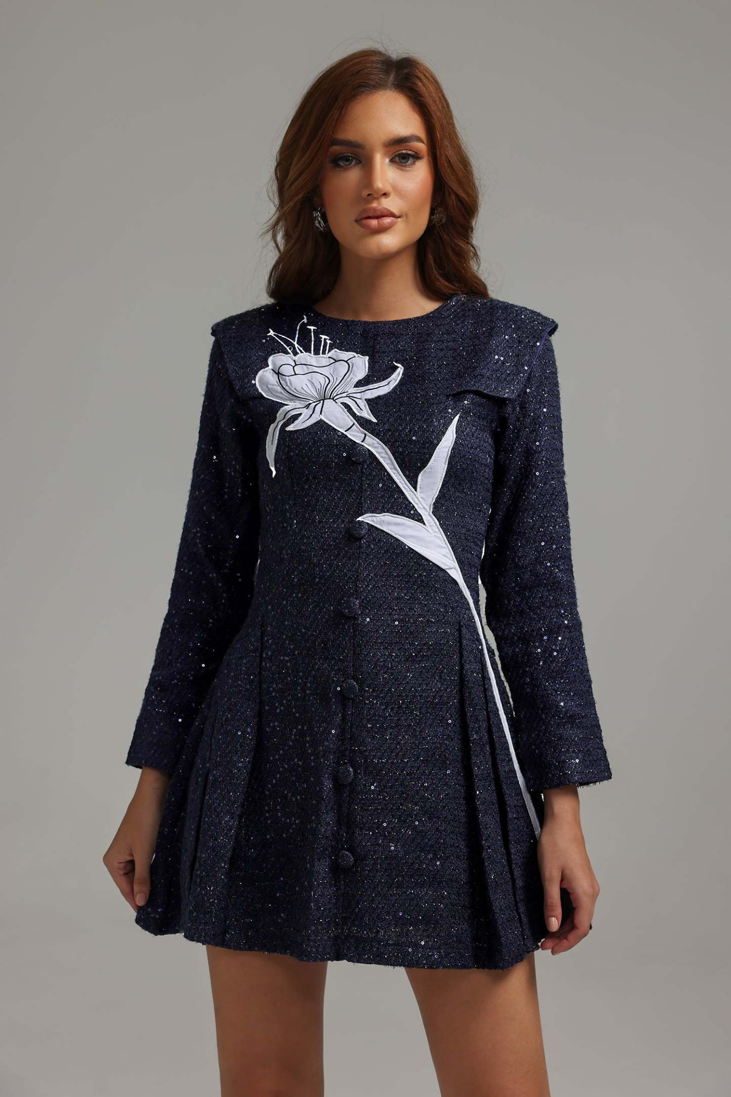 Saturn Flower Sequined Mini Dress