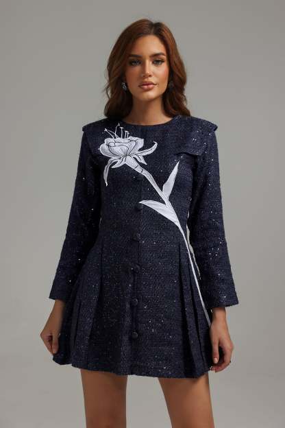Saturn Flower Sequined Mini Dress