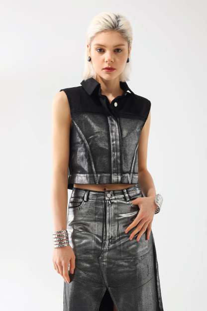 Scarlett Metallic Denim Set