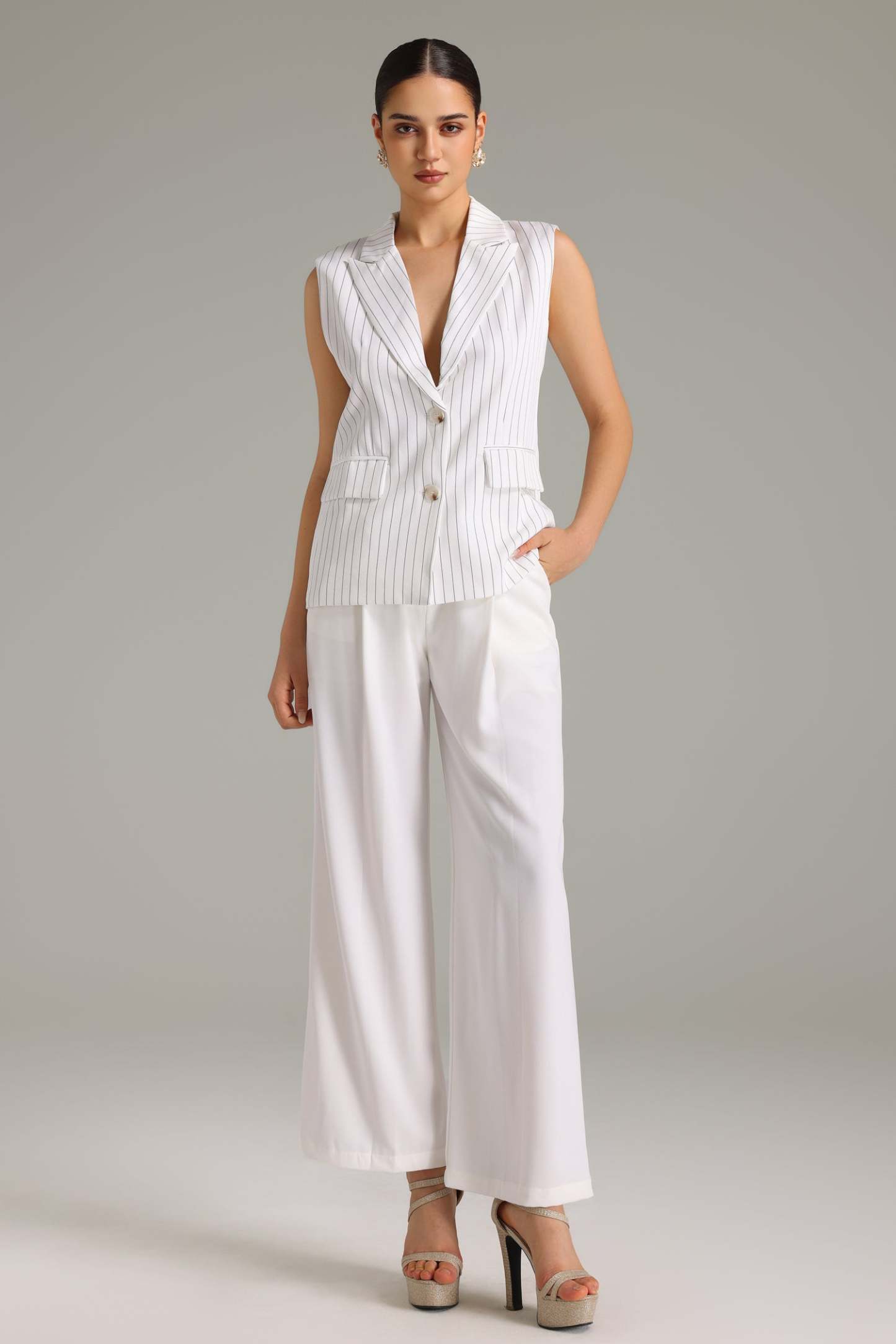 Serena Deep-V Stripe Vest