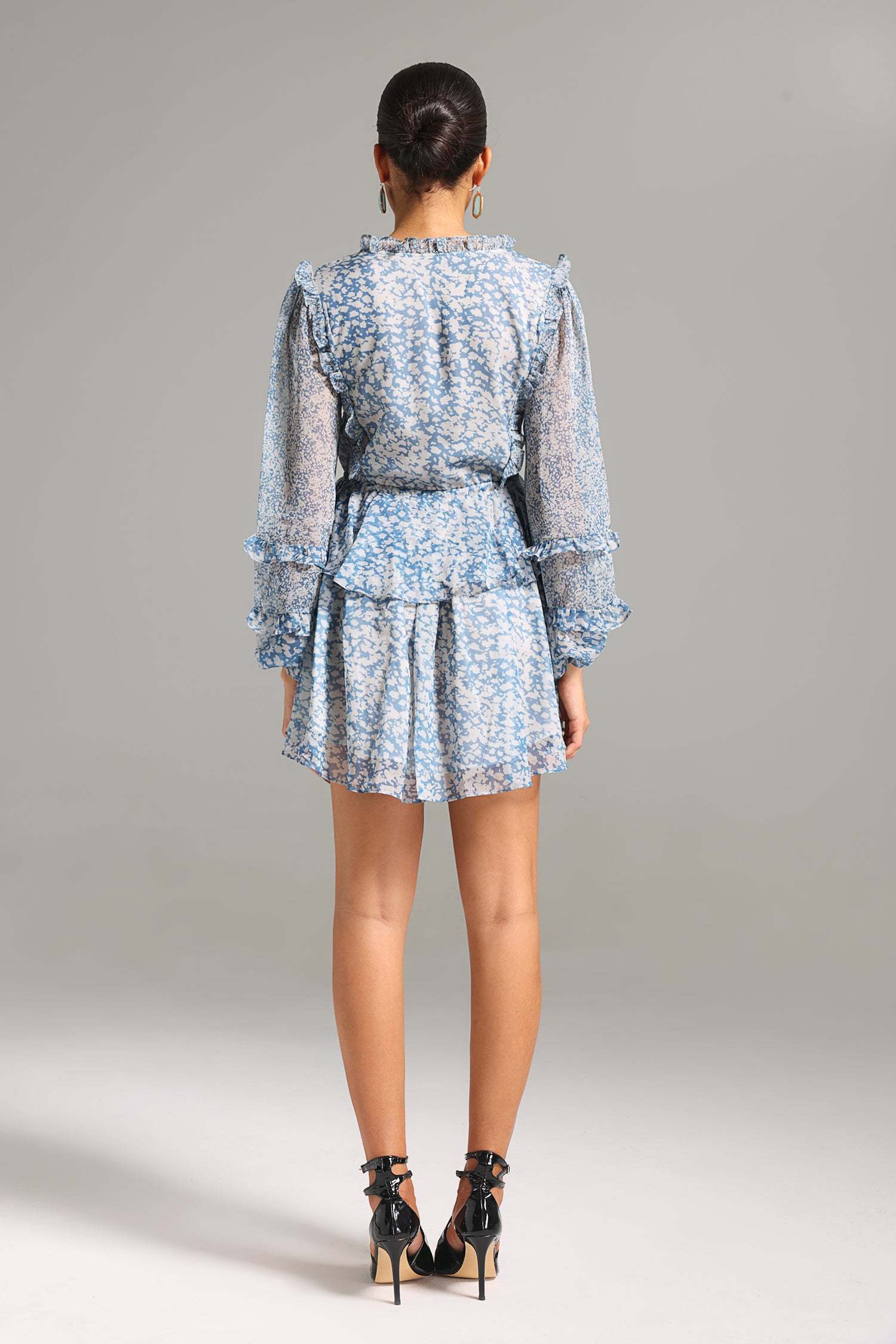 Sukia Flounced Printed Mini Dress